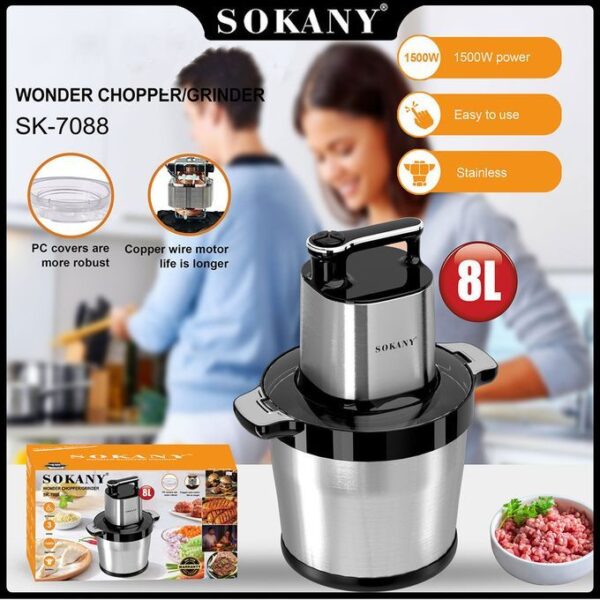 Sokany SK-YM-7088 Chopper/Grinder Steel Body - 1500 Watt - 8.0 L