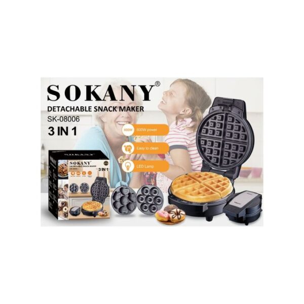 Sokany SK-08006  Waffle Maker, 3 IN 1 , 600 Watt